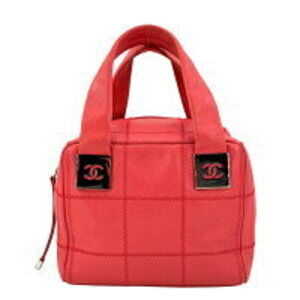 CHANEL Chocobar Boston Bag Soft Caviar Leather Red Orange